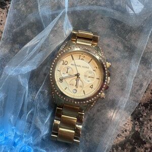 Michael Kors Gold-Tone Crystal Accent Women's Chronograph Watch